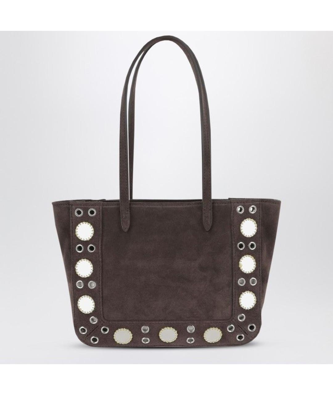 VALENTINO Коричневая замшевая сумка тоут, фото 2