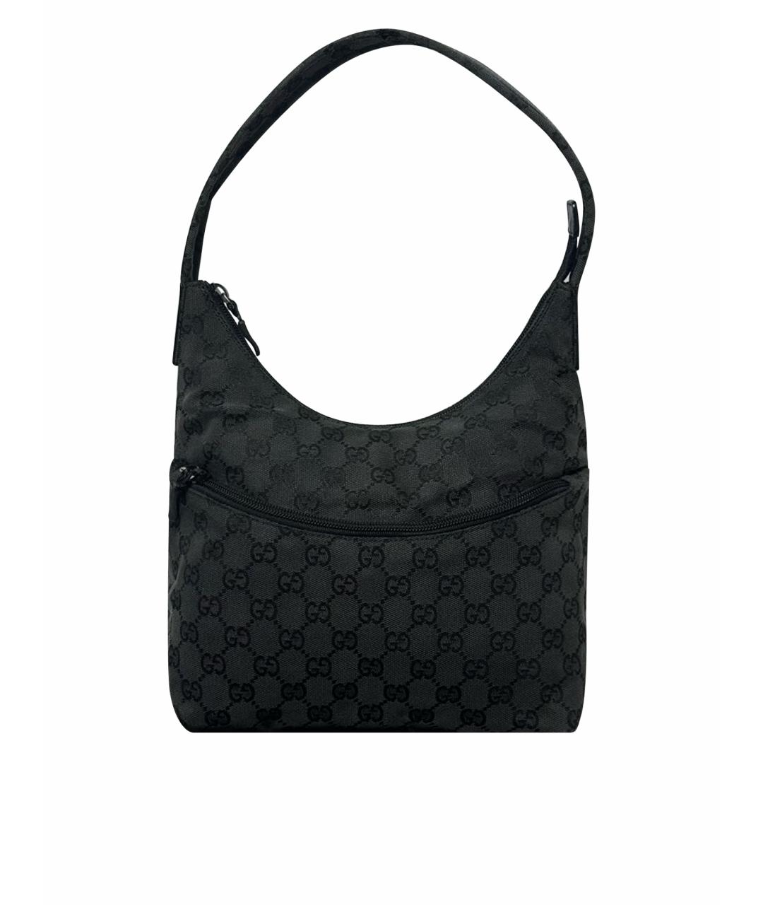 GUCCI Черная тканевая сумка с короткими ручками, фото 4