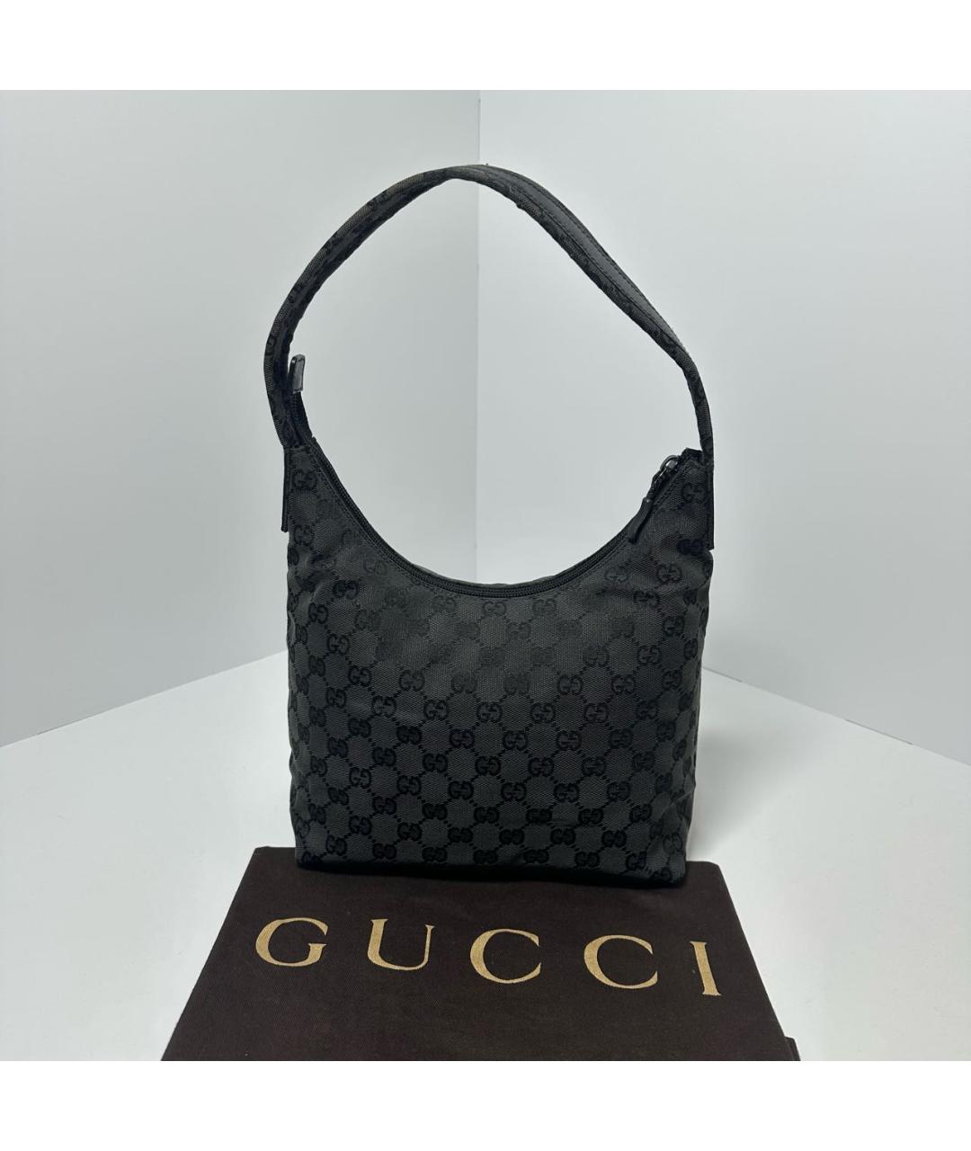 GUCCI Черная тканевая сумка с короткими ручками, фото 2