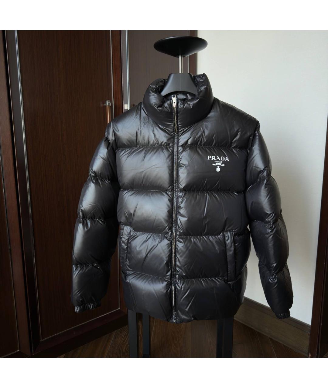 PRADA Черный полиэстеровый пуховик, фото 4