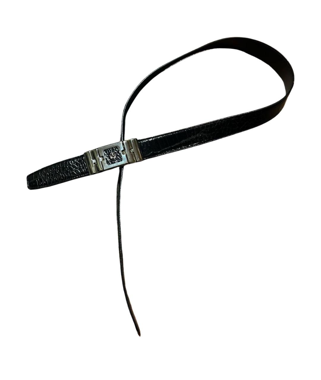 VERSACE Черный ремень из лакированной кожи, фото 1