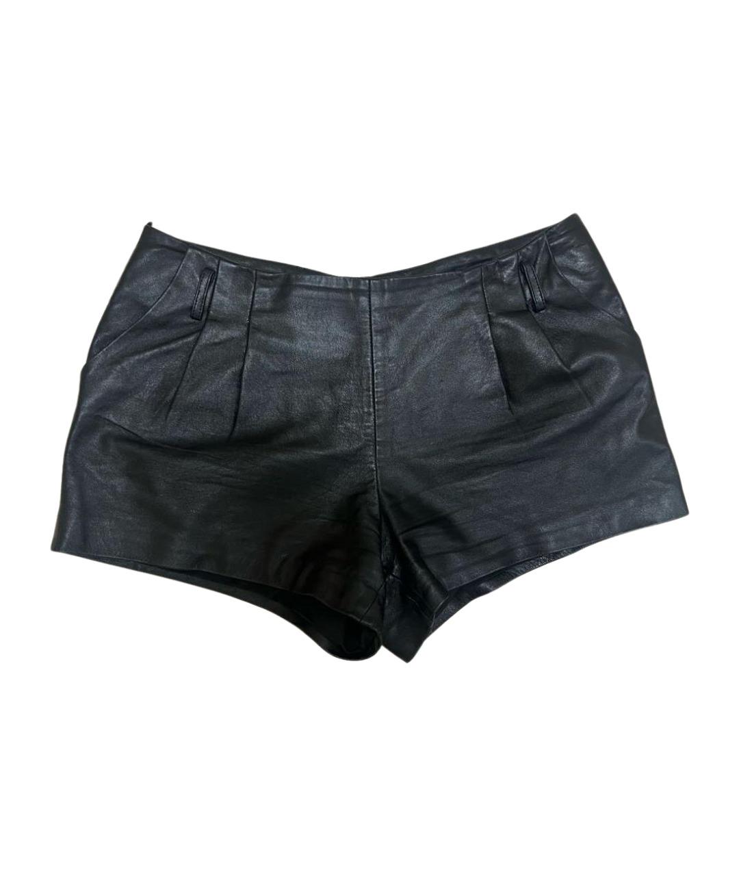 ROBERTO CAVALLI Черные кожаные шорты, фото 1