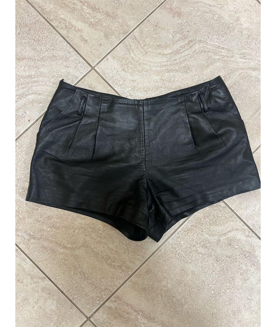 ROBERTO CAVALLI Черные кожаные шорты, фото 3