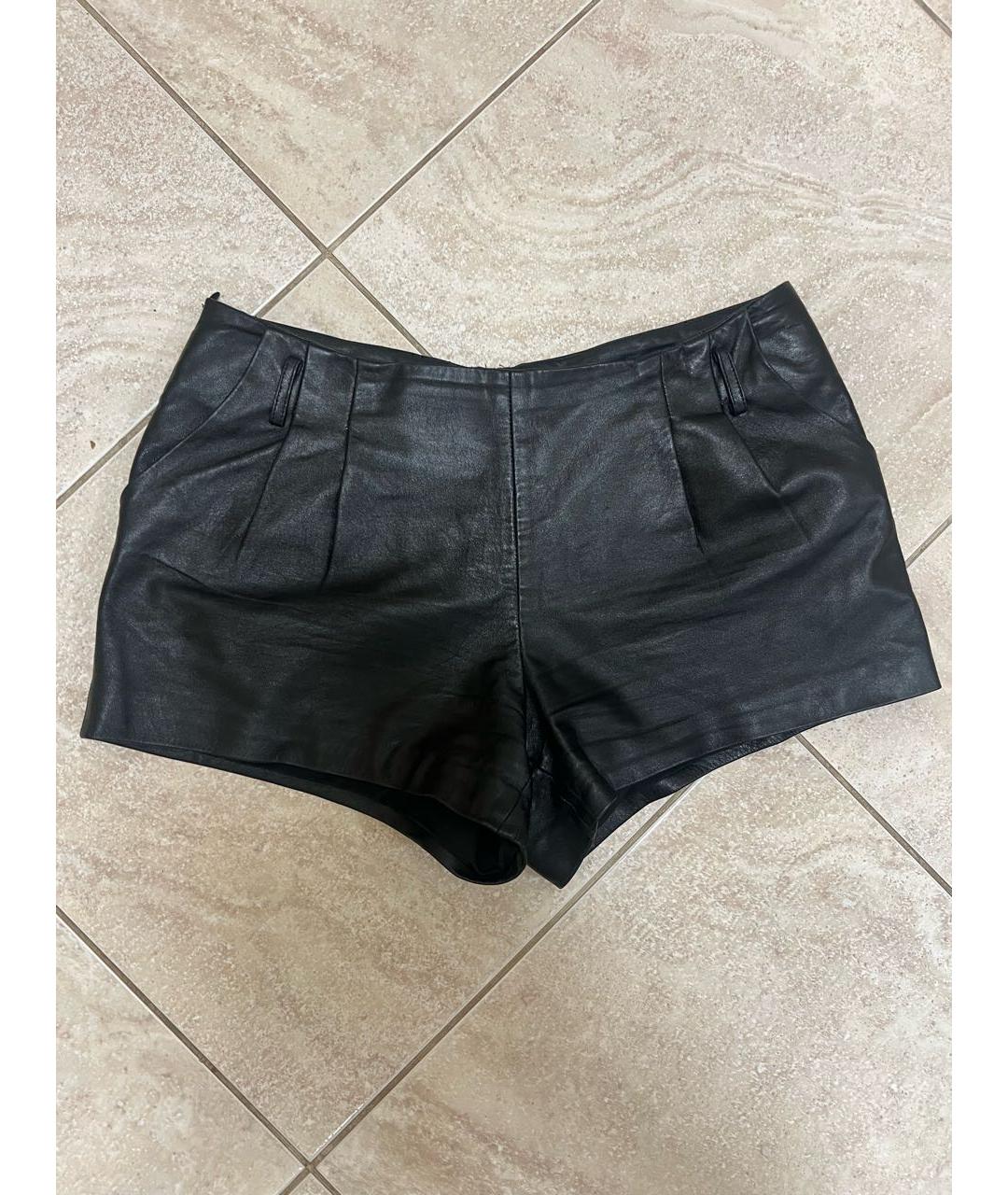 ROBERTO CAVALLI Черные кожаные шорты, фото 4
