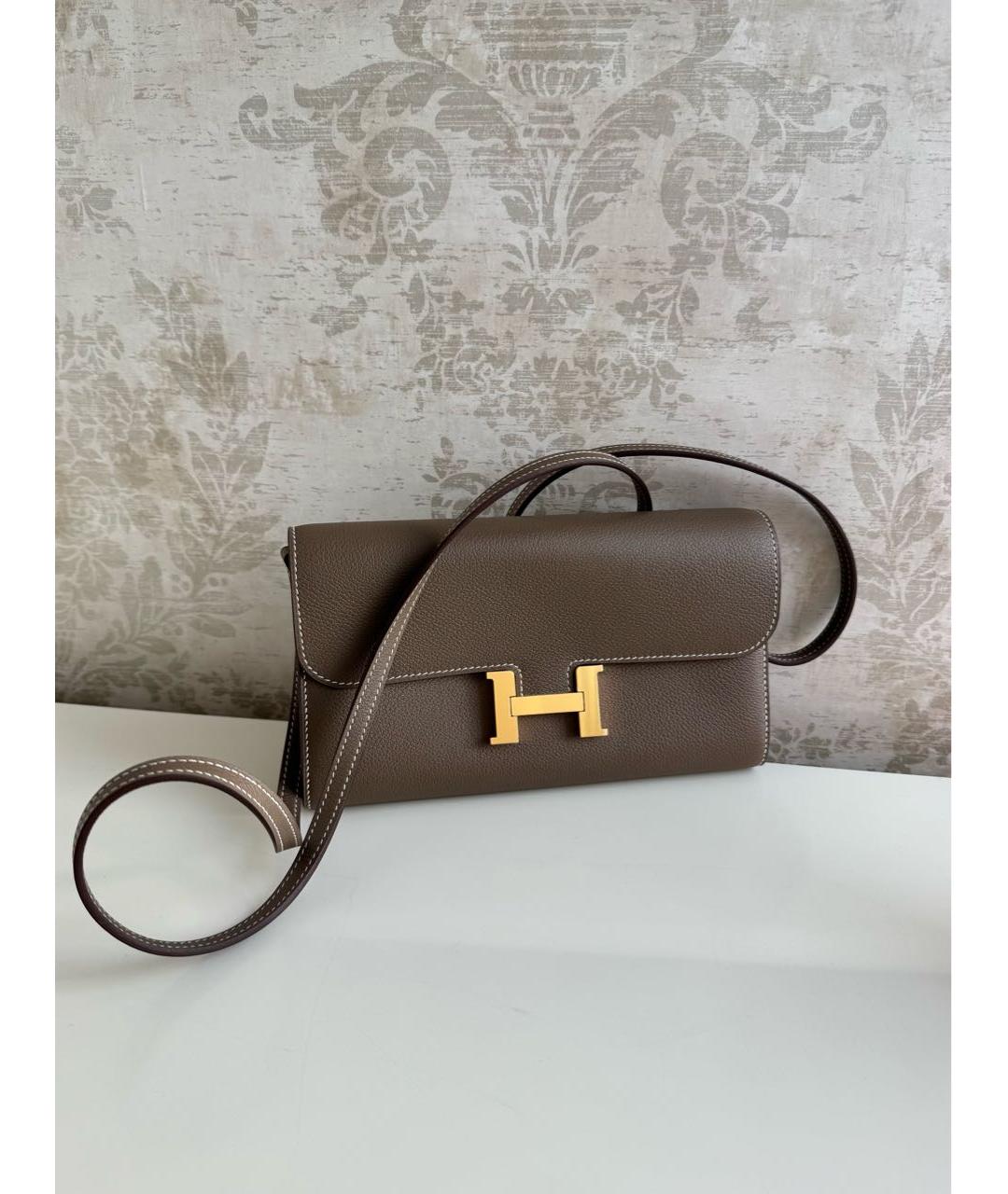 HERMES Коричневая кожаная сумка через плечо, фото 9