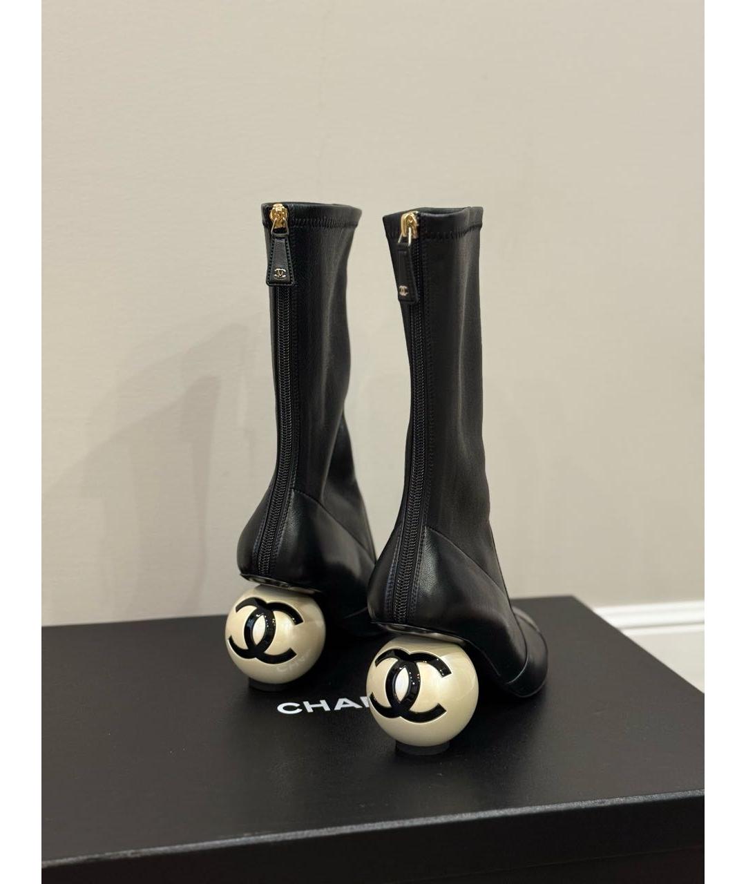 CHANEL Черные кожаные ботильоны, фото 4
