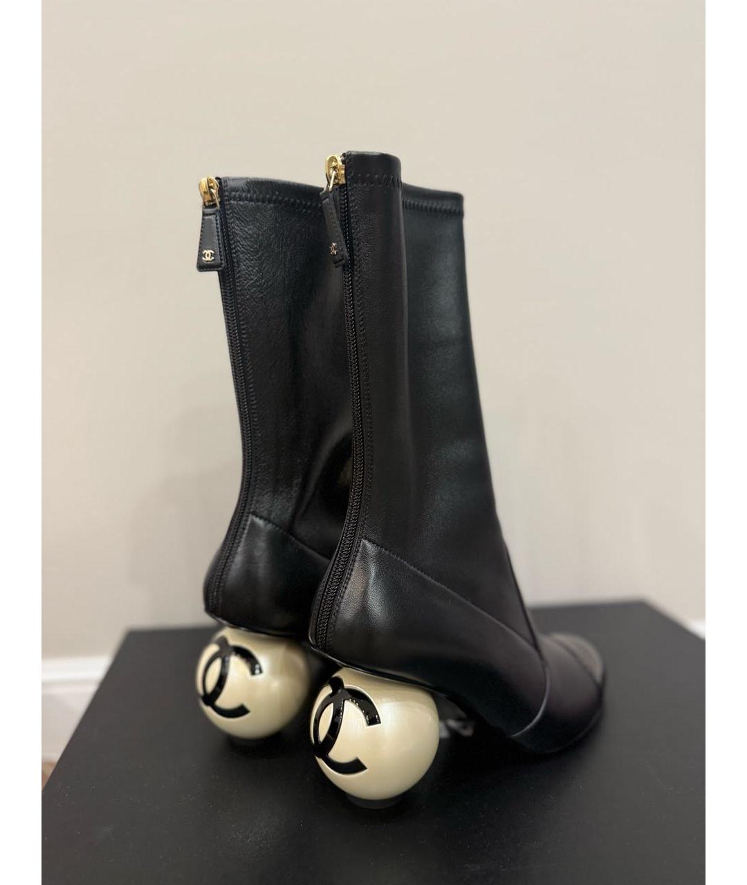 CHANEL Черные кожаные ботильоны, фото 5