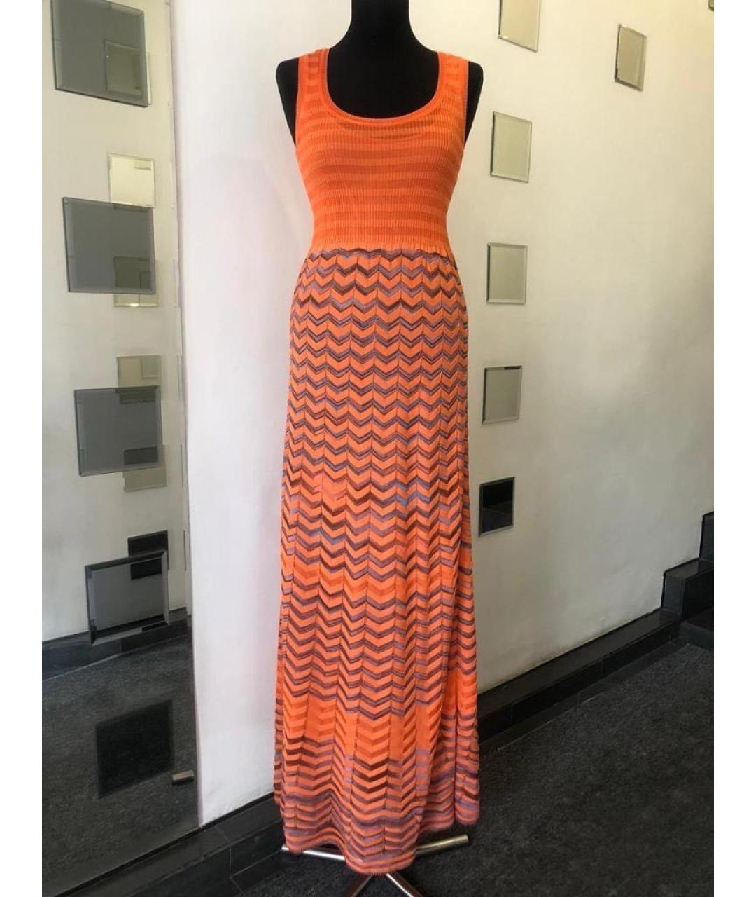M MISSONI Оранжевое вискозное повседневное платье, фото 5