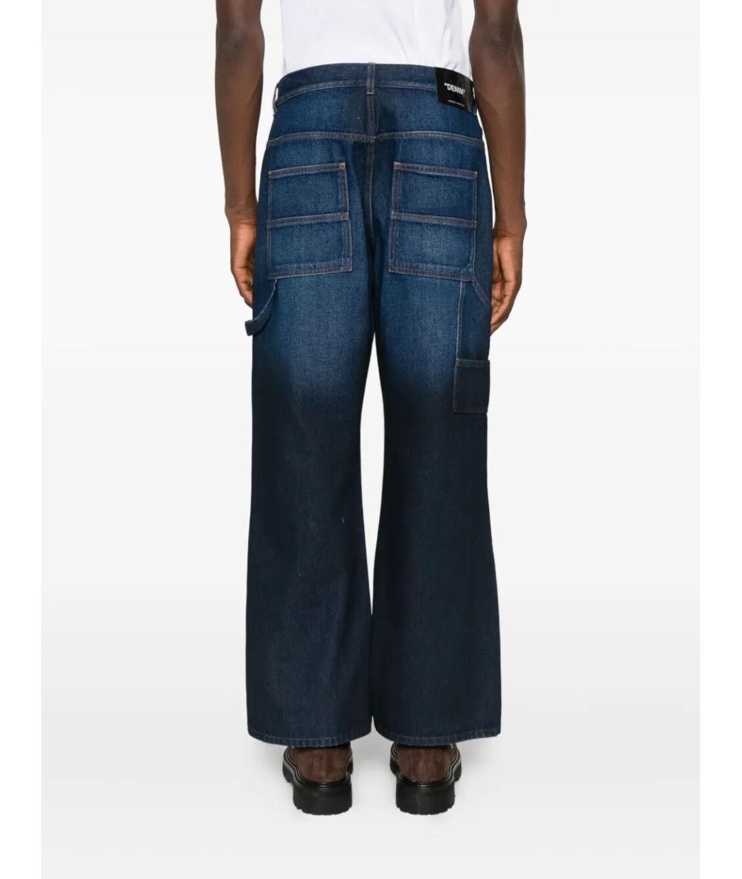OFF-WHITE Синие хлопковые прямые джинсы, фото 2