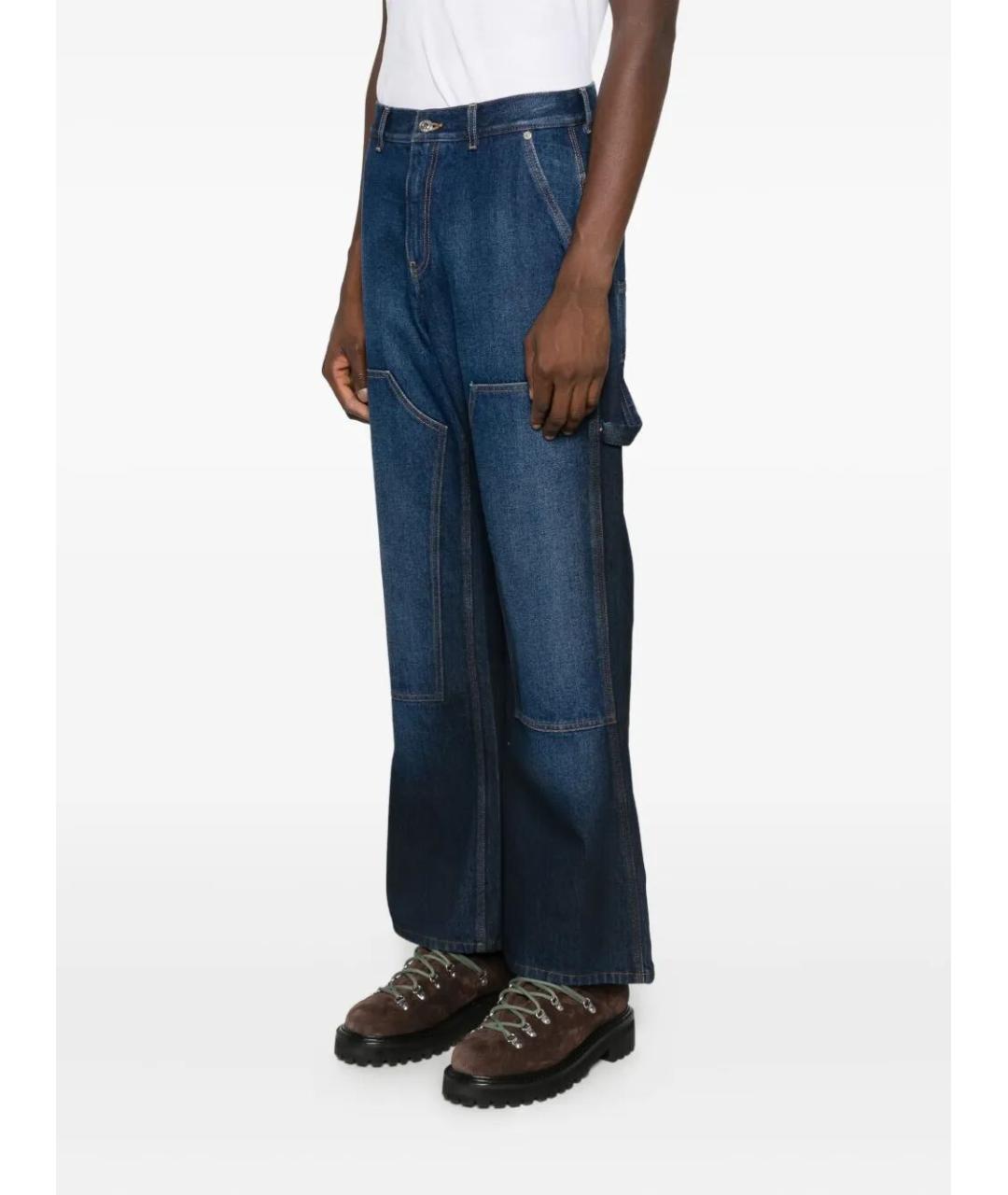 OFF-WHITE Синие хлопковые прямые джинсы, фото 3