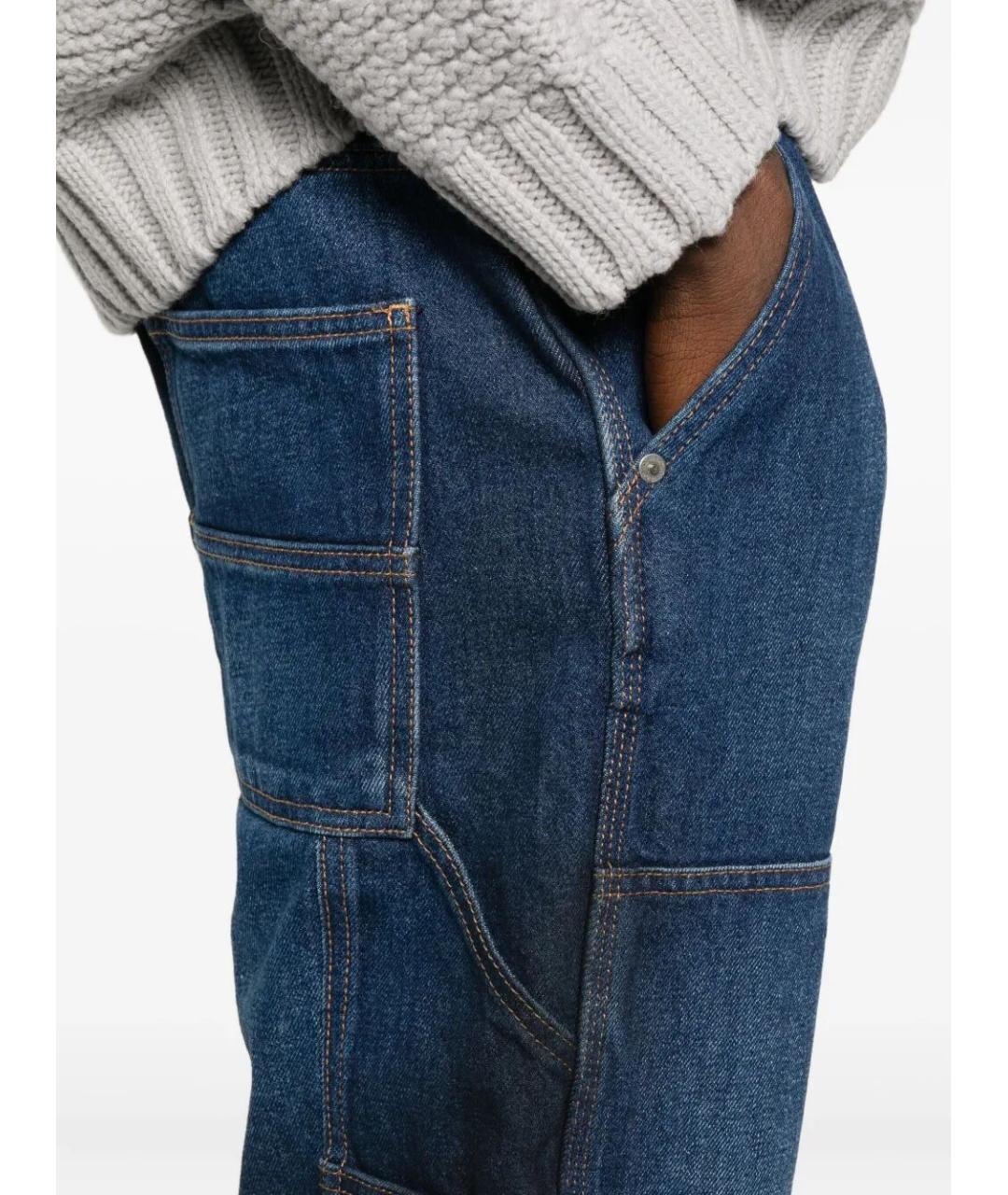 OFF-WHITE Синие хлопковые прямые джинсы, фото 4