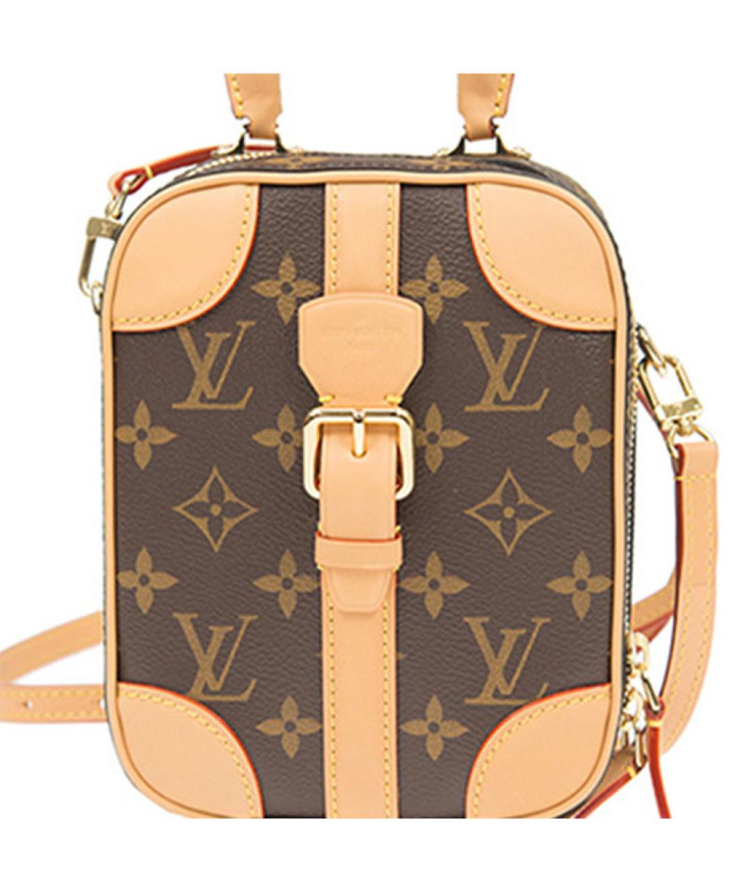 LOUIS VUITTON Коричневая кожаная сумка через плечо, фото 5
