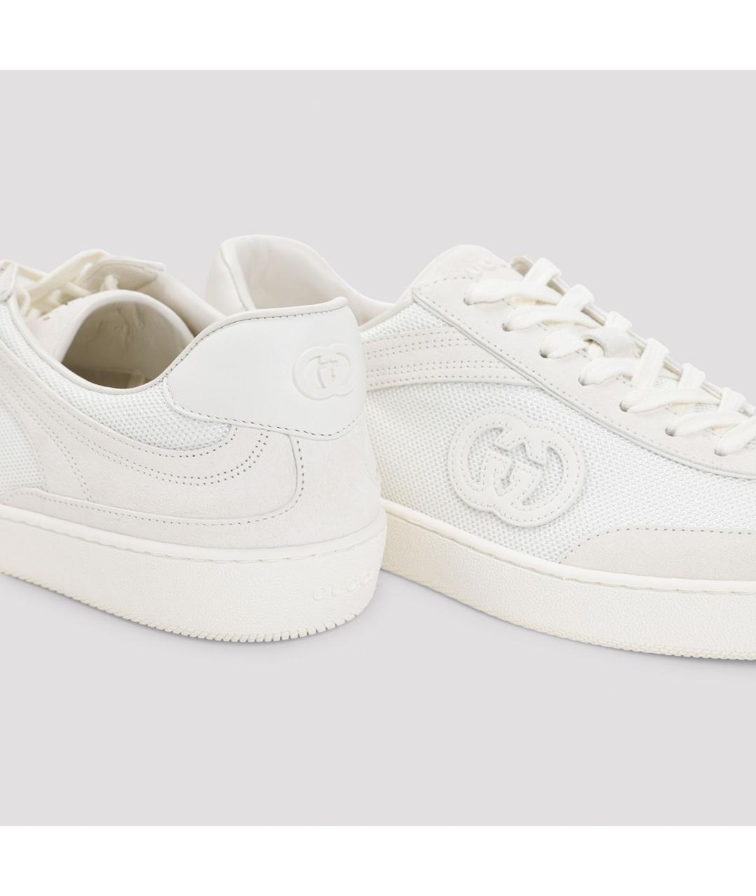 GUCCI Белые кожаные низкие кроссовки / кеды, фото 4