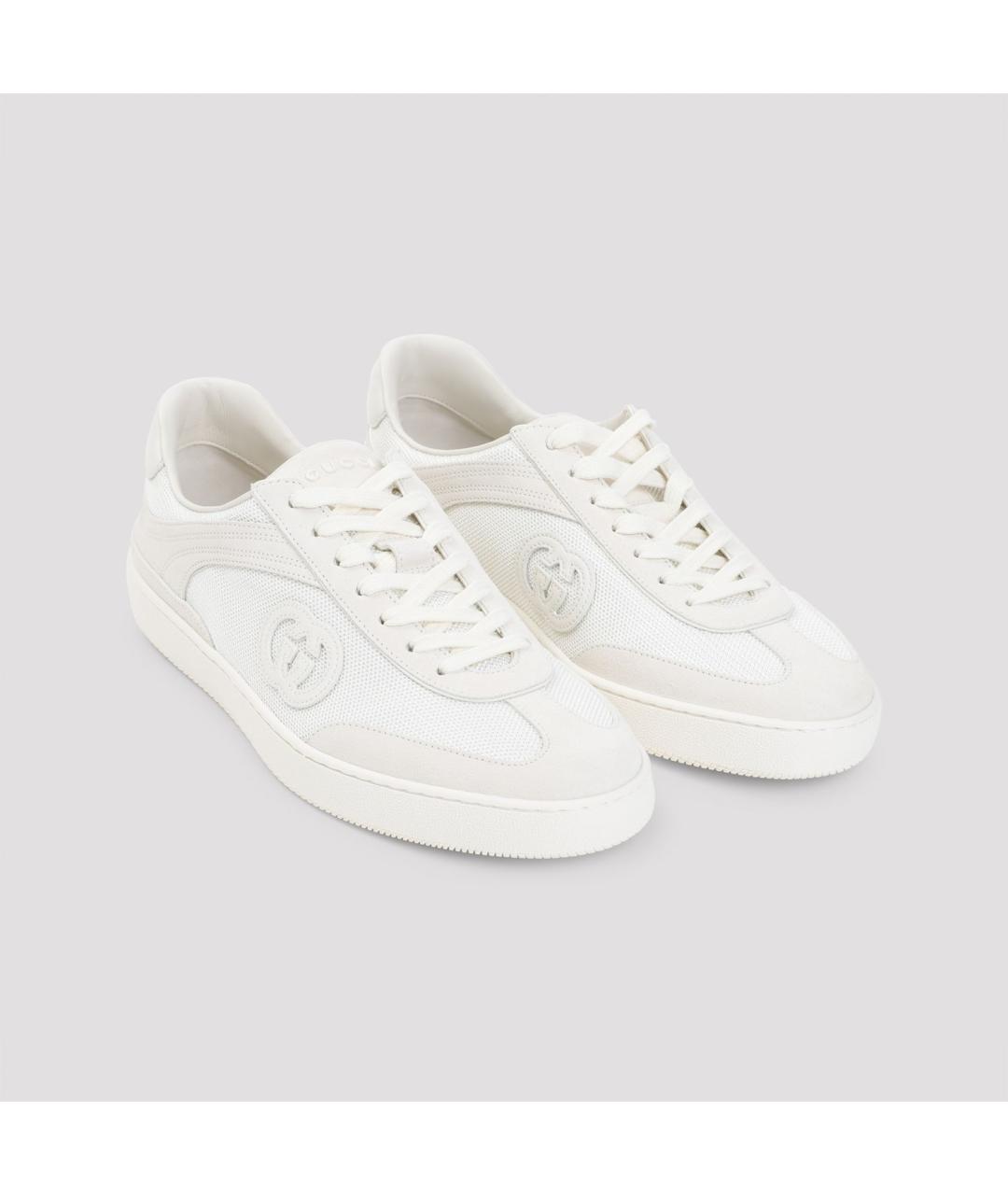 GUCCI Белые кожаные низкие кроссовки / кеды, фото 3