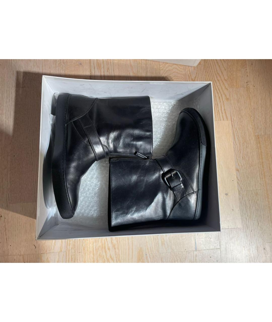 MONCLER Черные кожаные низкие ботинки, фото 6