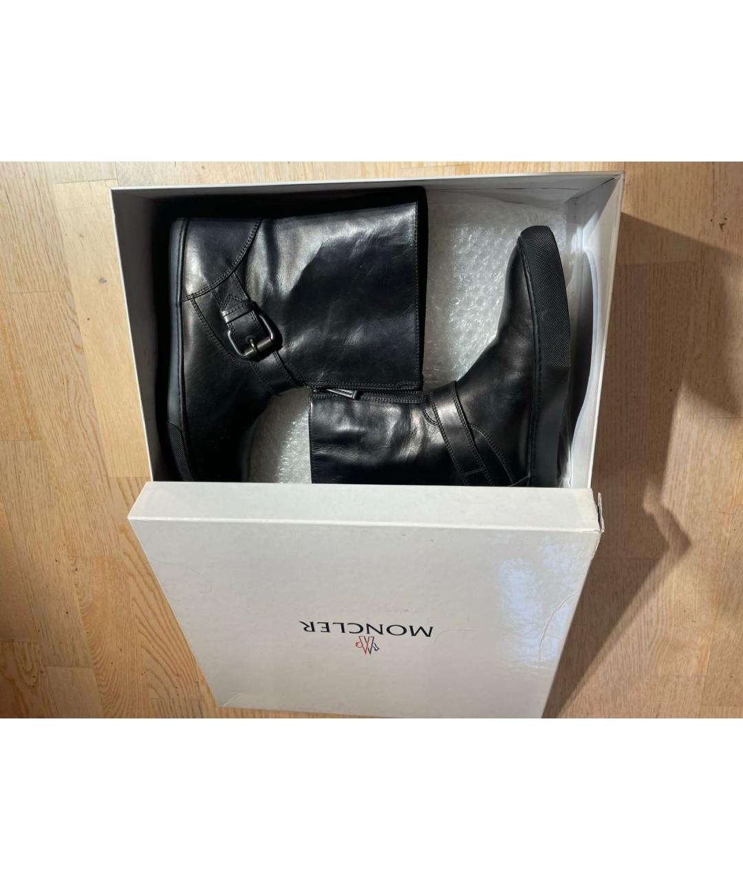 MONCLER Черные кожаные низкие ботинки, фото 5
