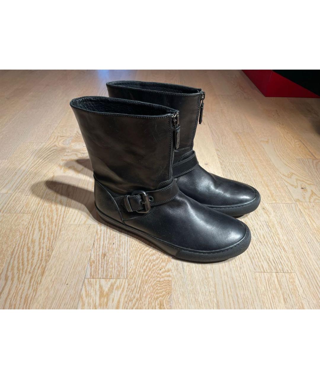 MONCLER Черные кожаные низкие ботинки, фото 2