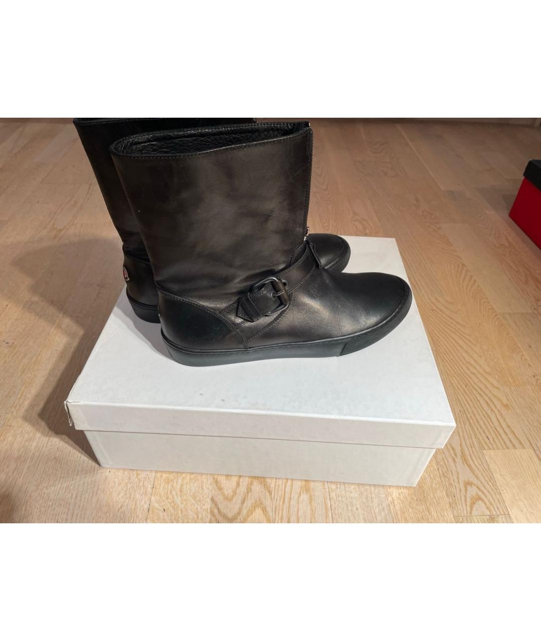 MONCLER Черные кожаные низкие ботинки, фото 4