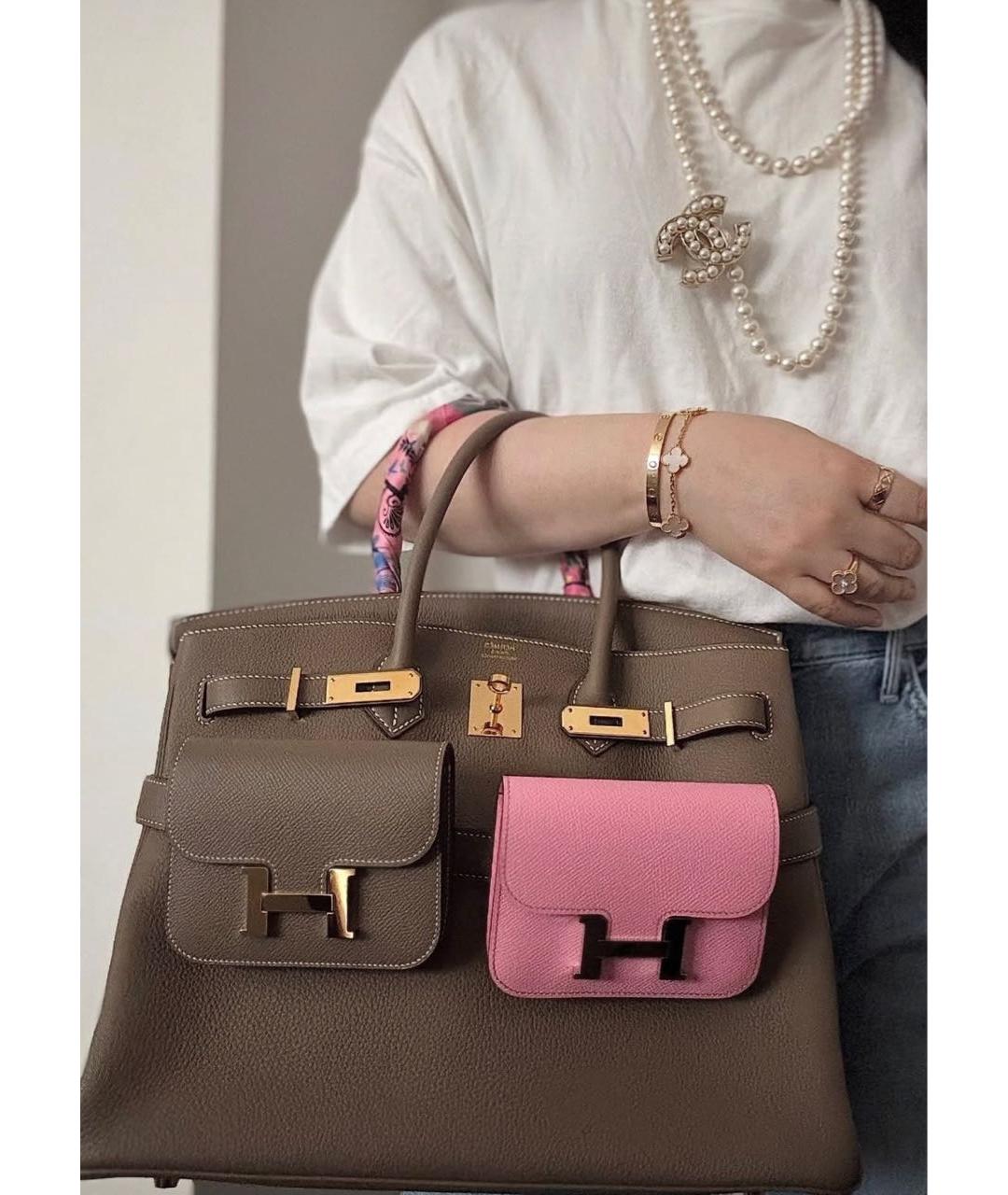 HERMES Коричневая кожаная поясная сумка, фото 8