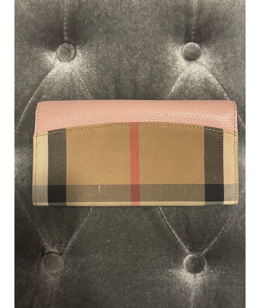 BURBERRY Розовый кожаный кошелек, фото 3