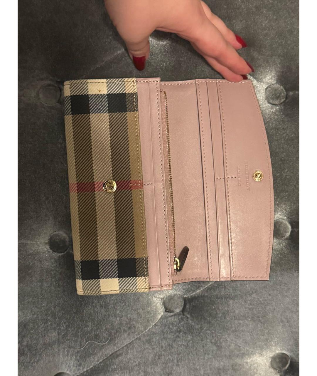 BURBERRY Розовый кожаный кошелек, фото 2