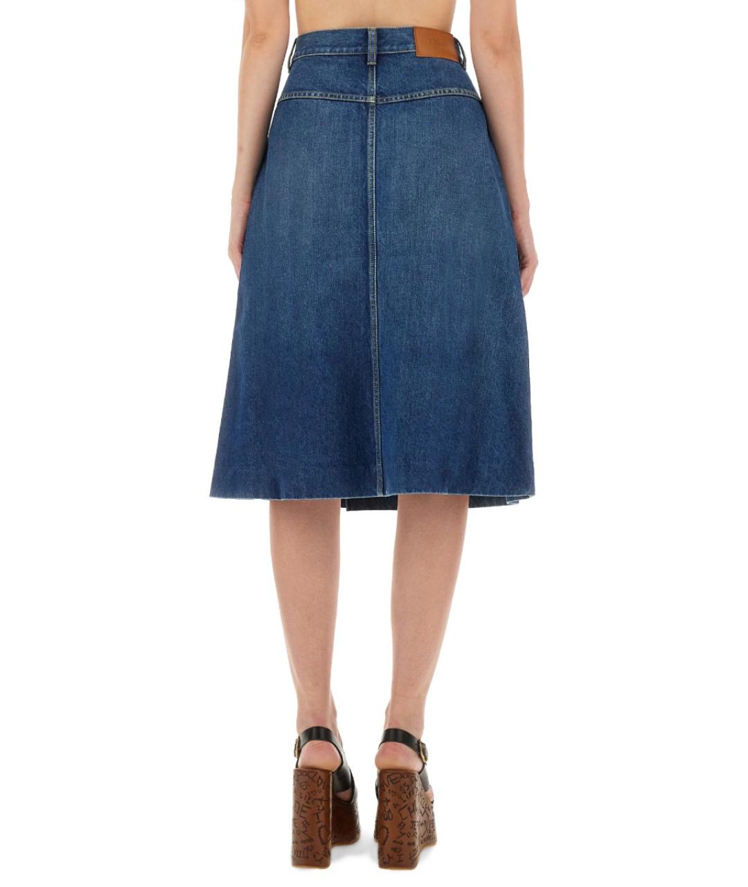 CHLOE Синяя хлопковая юбка миди, фото 3