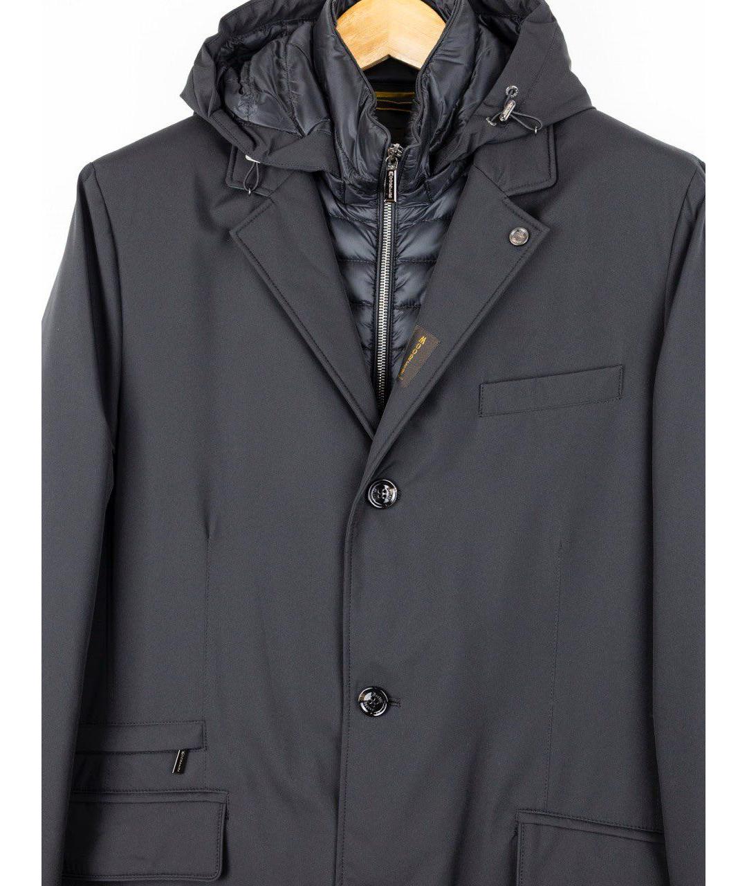 MOORER Черное полиамидовое пальто, фото 3