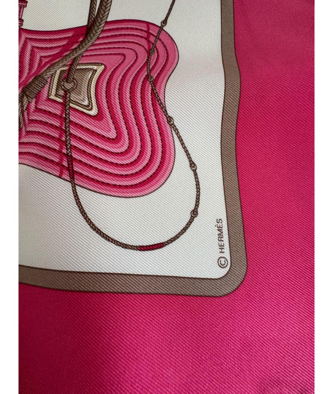 HERMES Розовый шелковый платок, фото 6