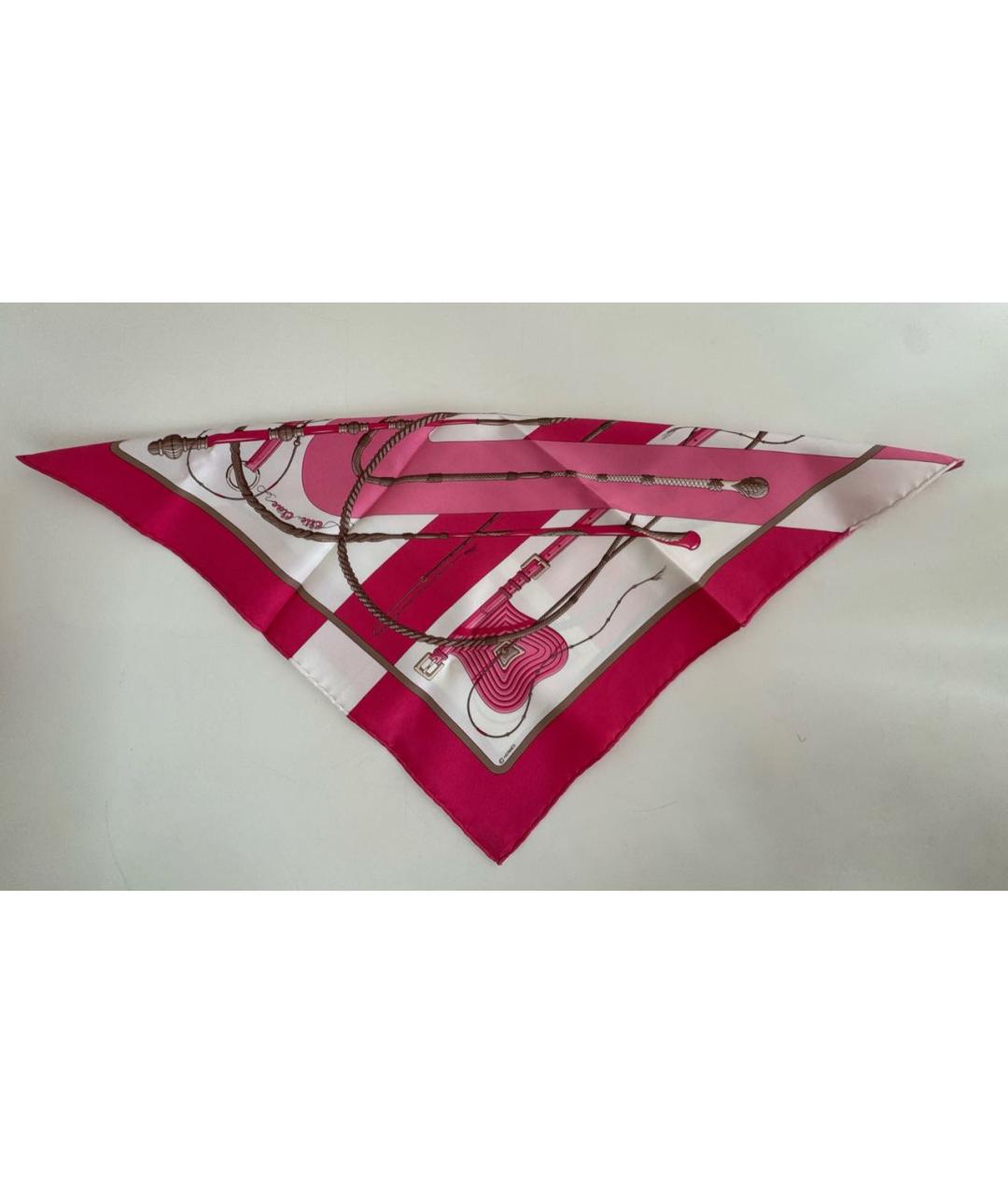 HERMES Розовый шелковый платок, фото 5