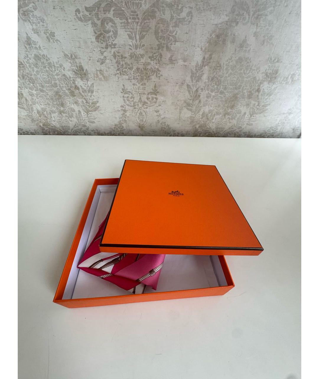 HERMES Розовый шелковый платок, фото 3