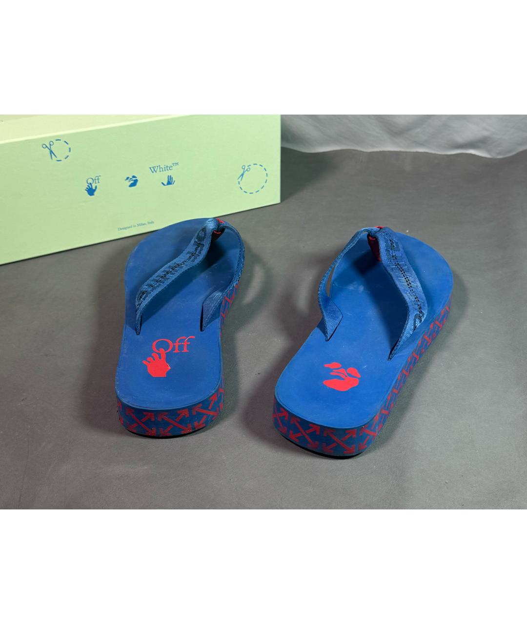 OFF-WHITE Синие резиновые шлепанцы, фото 8