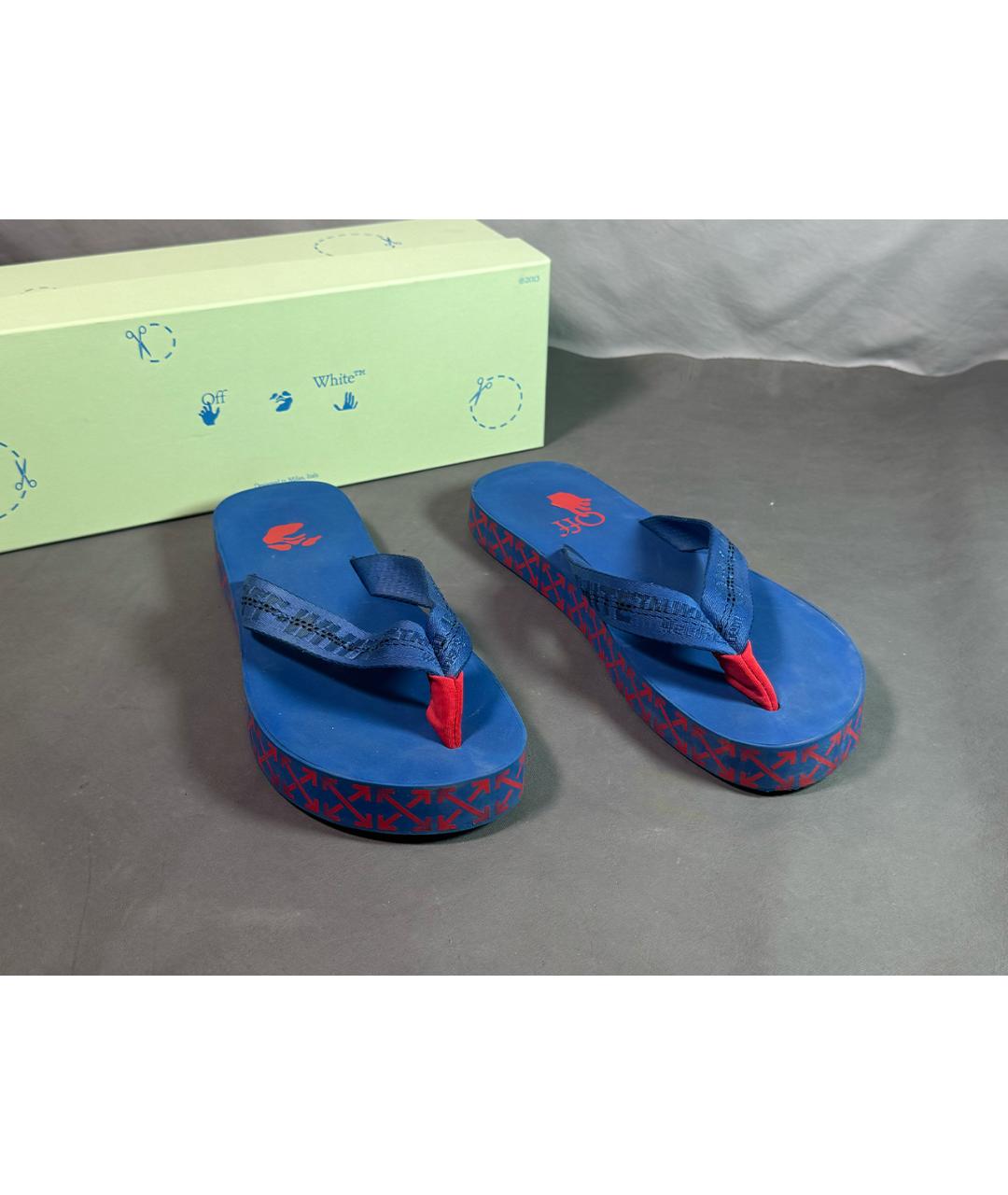 OFF-WHITE Синие резиновые шлепанцы, фото 6