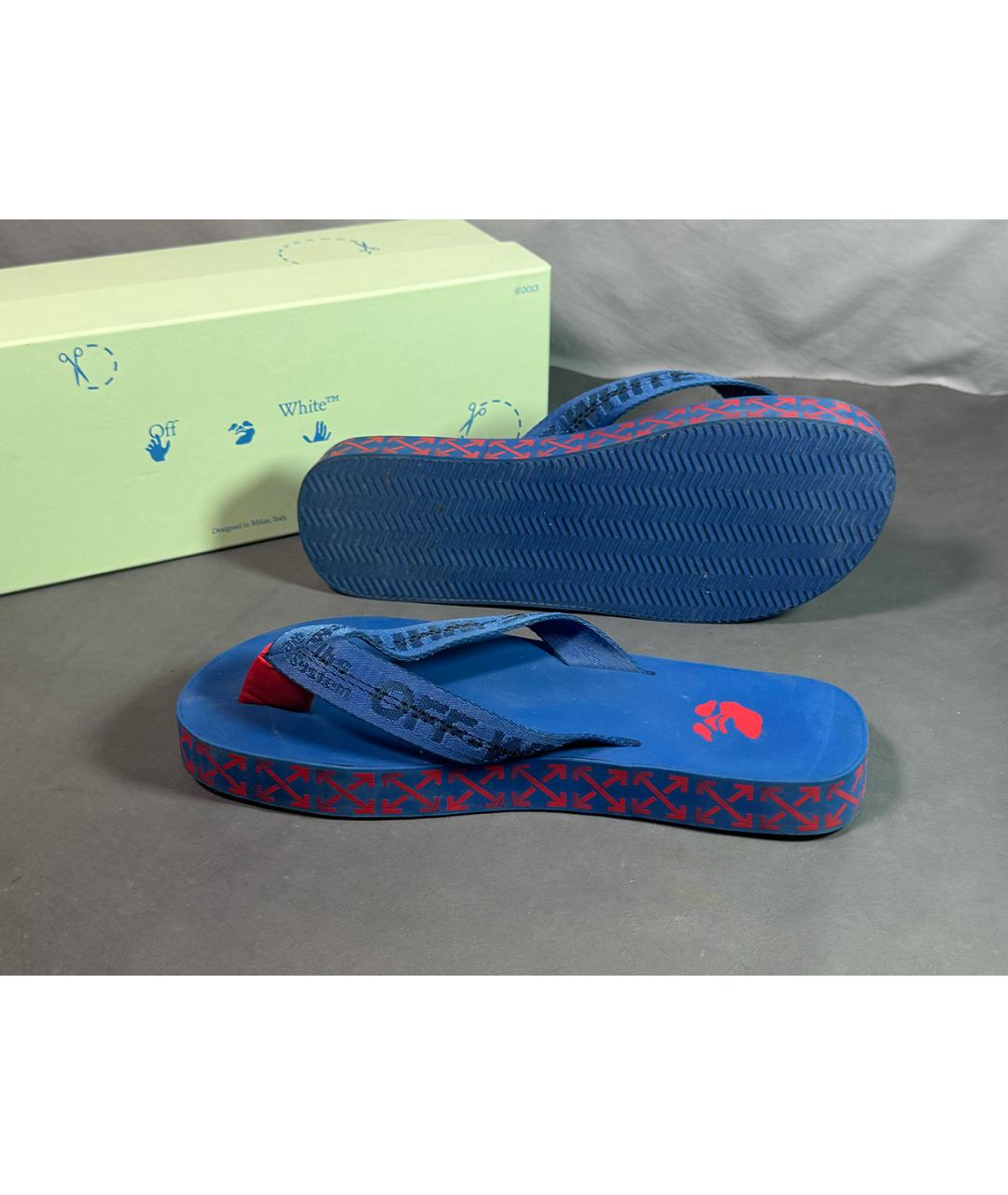 OFF-WHITE Синие резиновые шлепанцы, фото 7