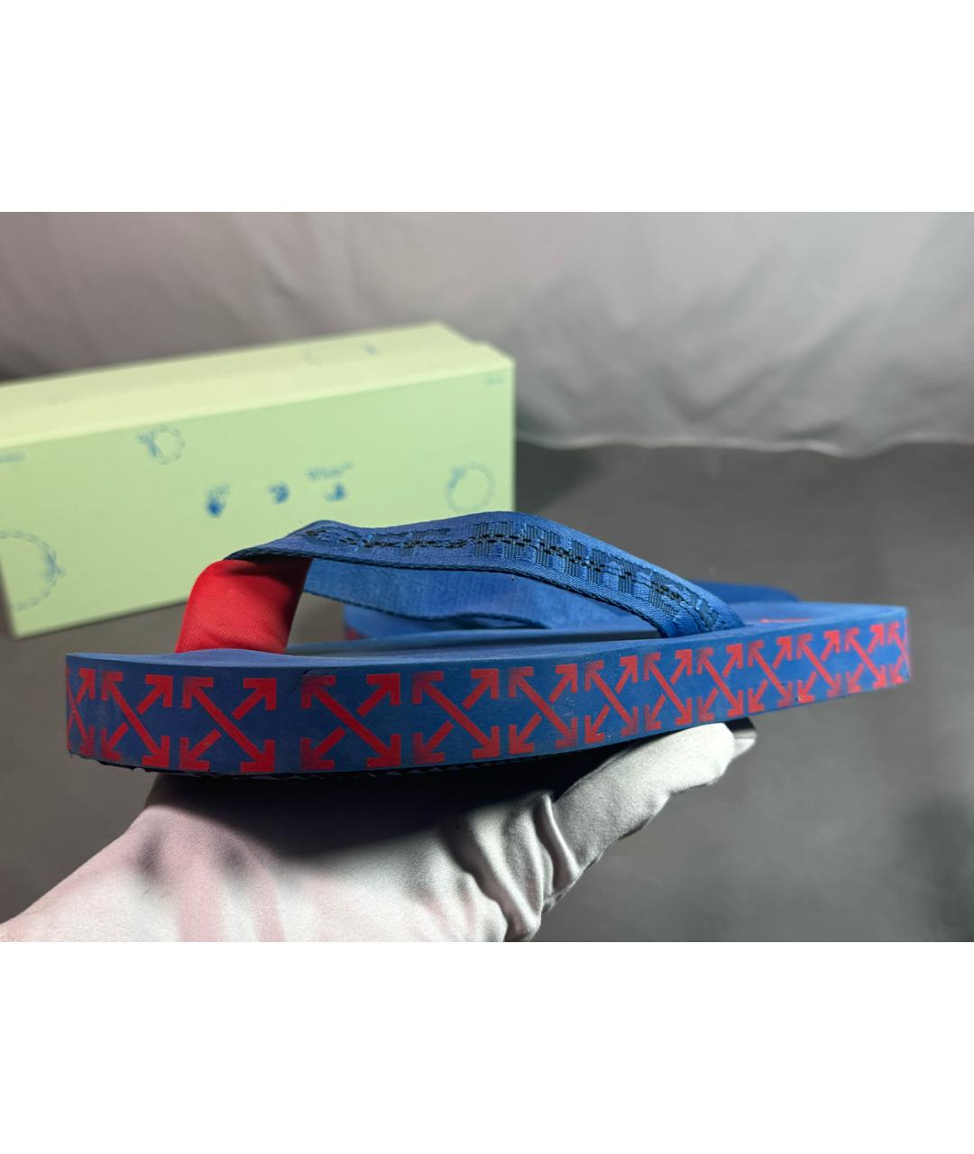 OFF-WHITE Синие резиновые шлепанцы, фото 9