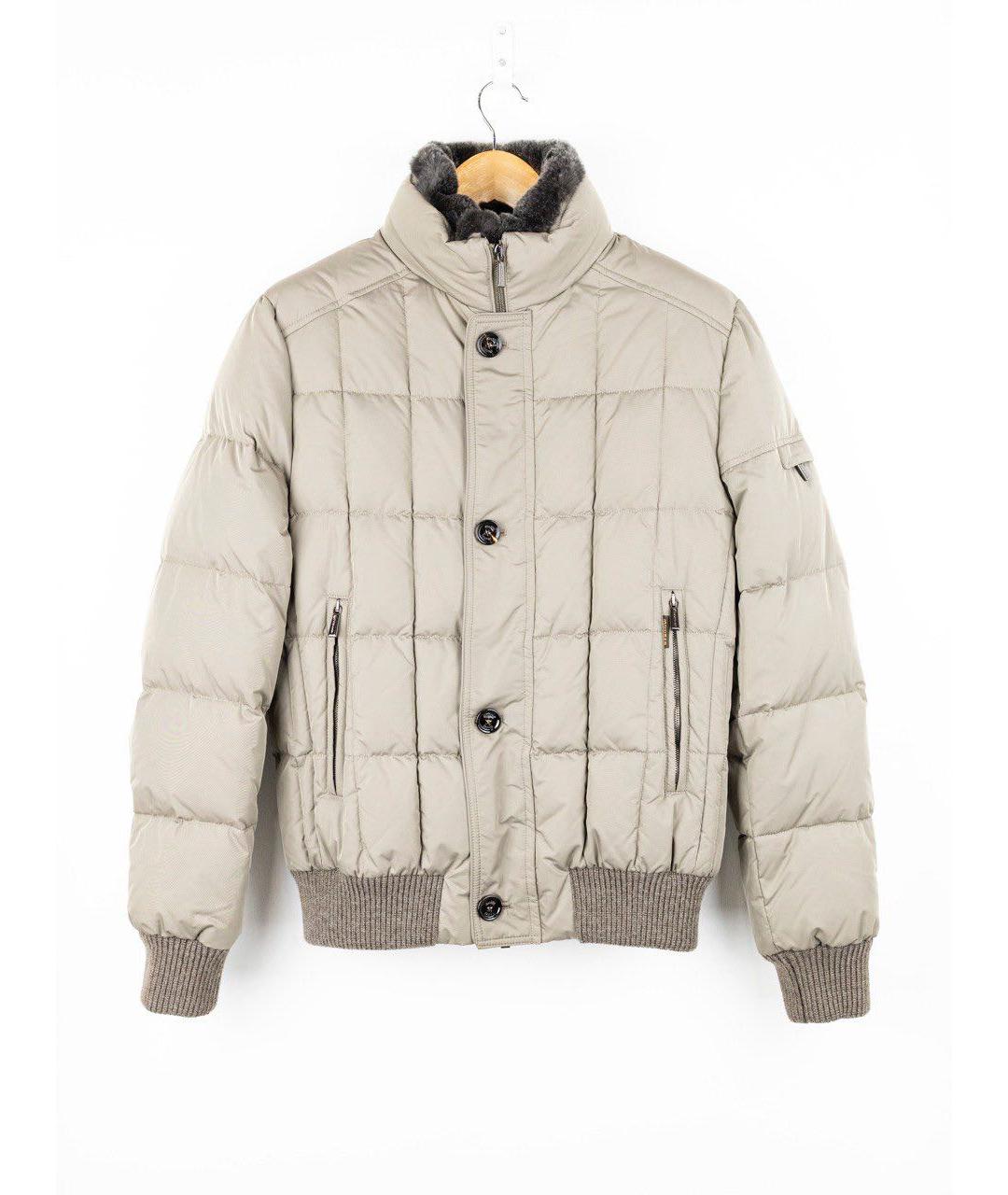 MOORER Бежевый полиамидовый пуховик, фото 6