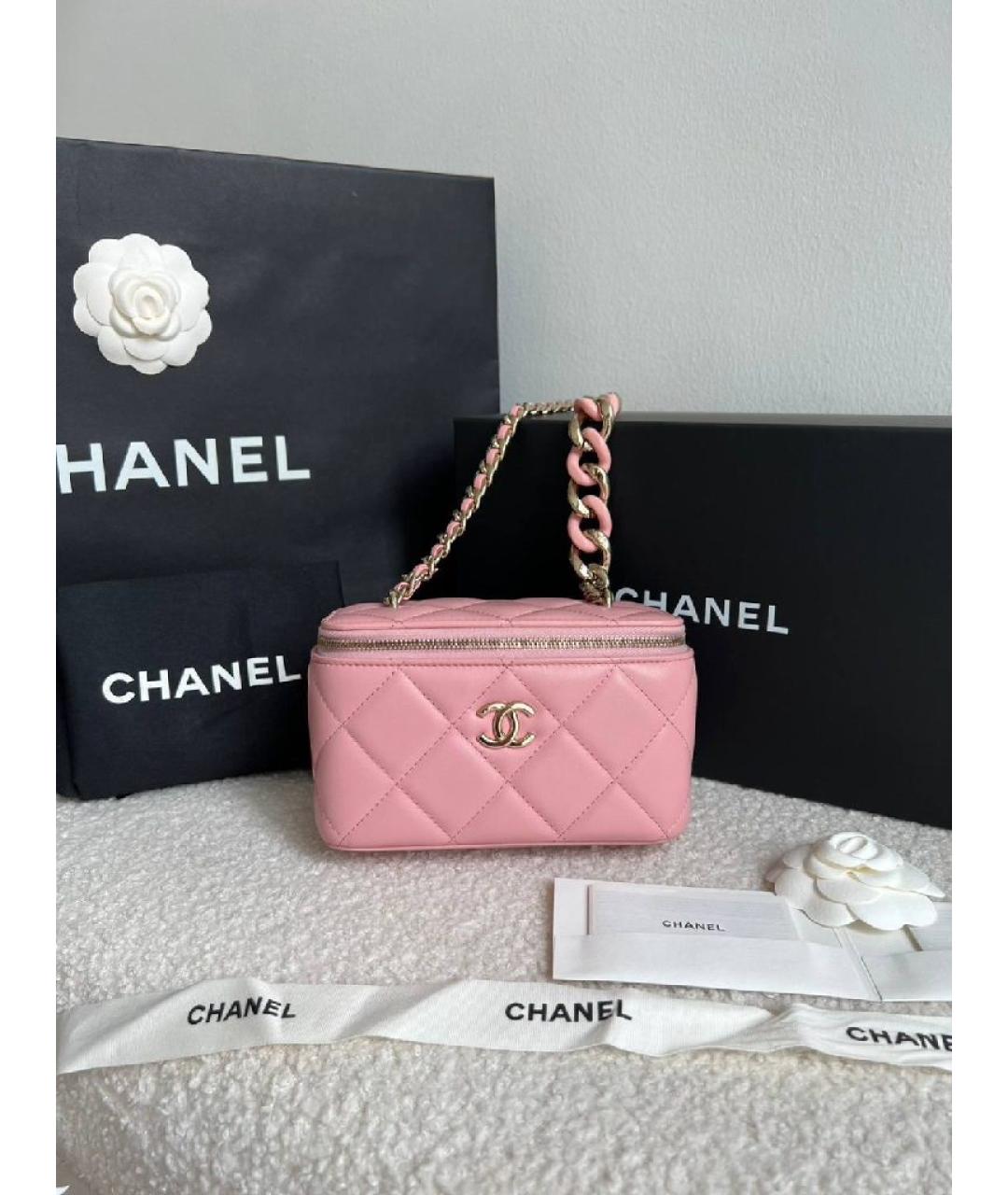 CHANEL Розовая кожаная сумка через плечо, фото 10