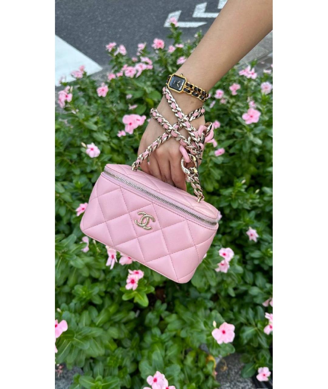 CHANEL Розовая кожаная сумка через плечо, фото 8
