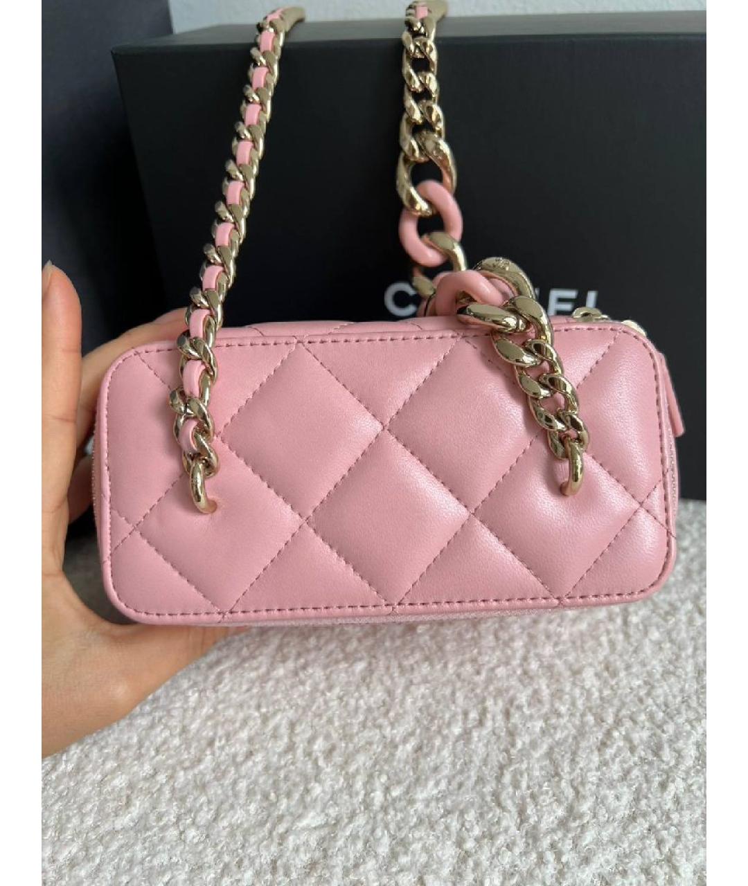 CHANEL Розовая кожаная сумка через плечо, фото 3