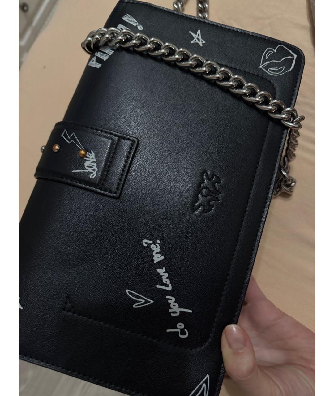 PINKO Черная кожаная сумка через плечо, фото 6