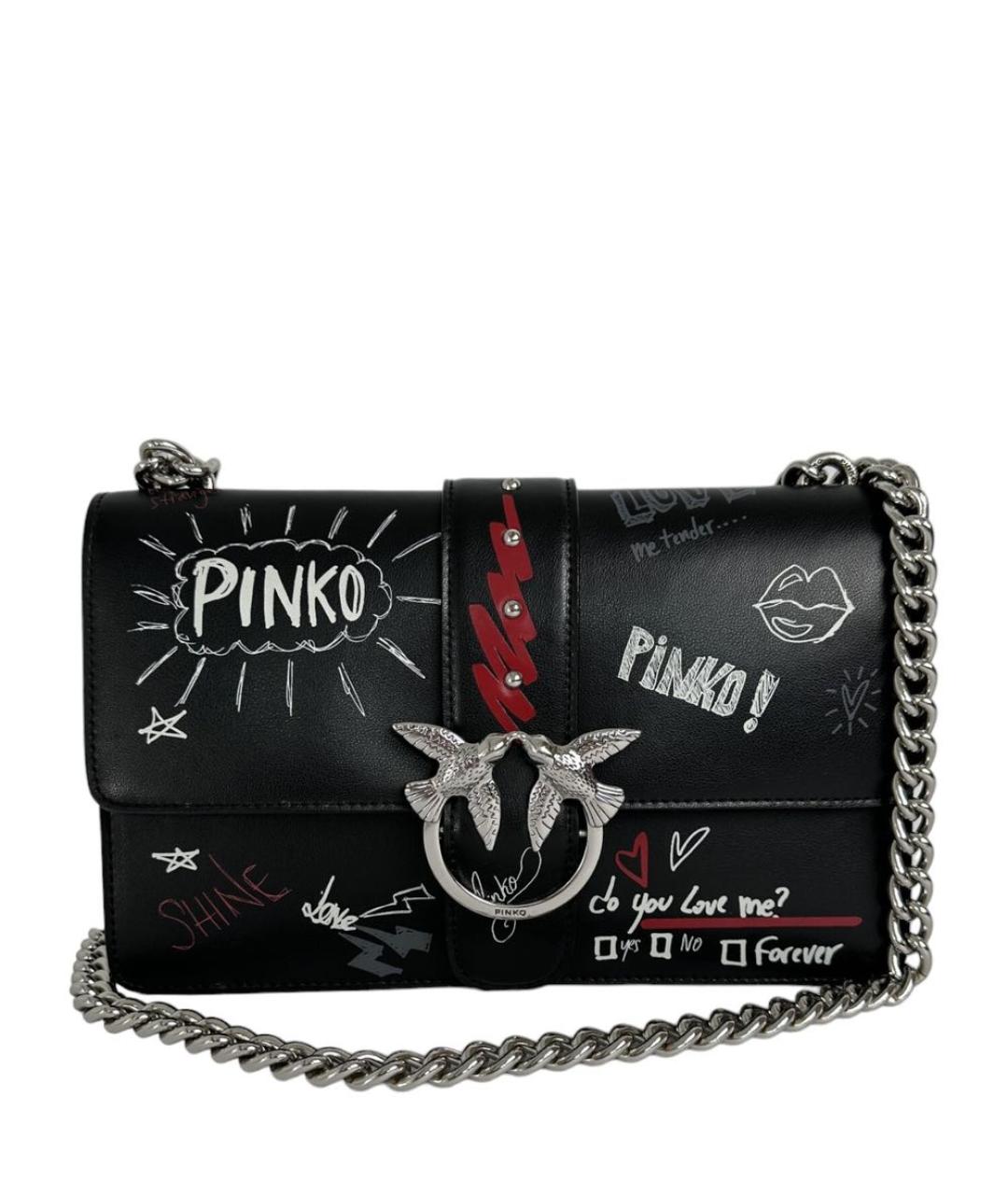 PINKO Черная кожаная сумка через плечо, фото 7