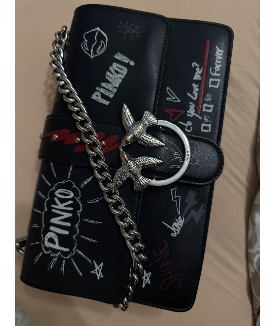 PINKO Черная кожаная сумка через плечо, фото 5