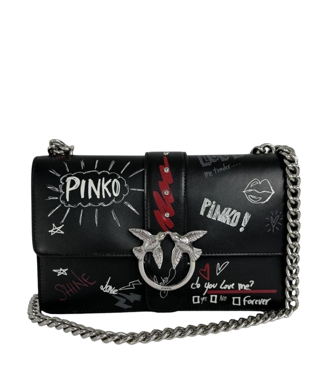 PINKO Черная кожаная сумка через плечо, фото 1