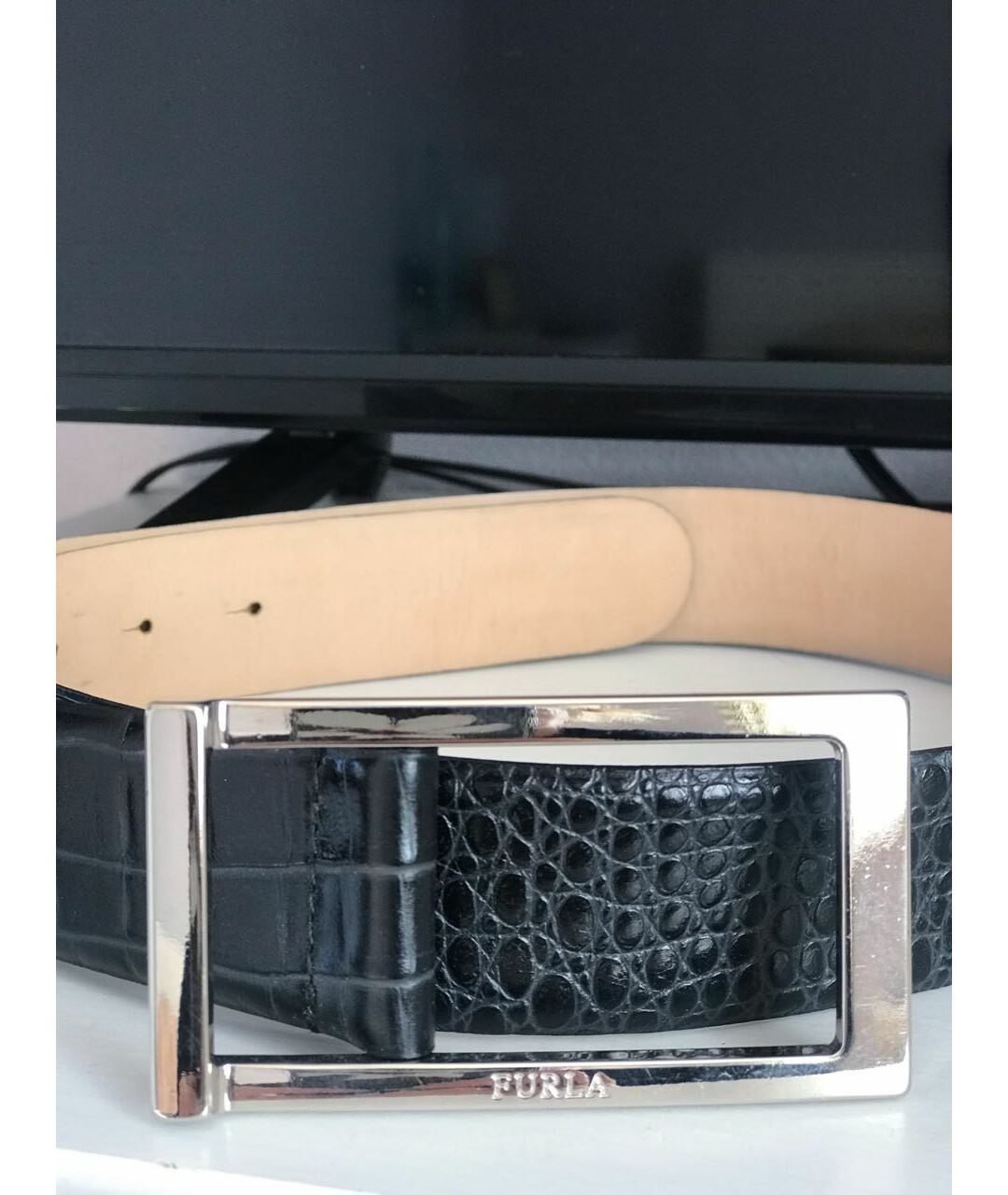 FURLA Черный кожаный ремень, фото 5