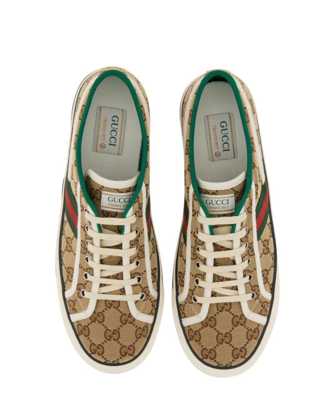 GUCCI Бежевые синтетические низкие кроссовки / кеды, фото 6