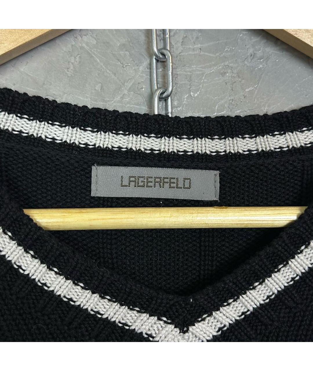 KARL LAGERFELD Черный хлопковый джемпер / свитер, фото 6