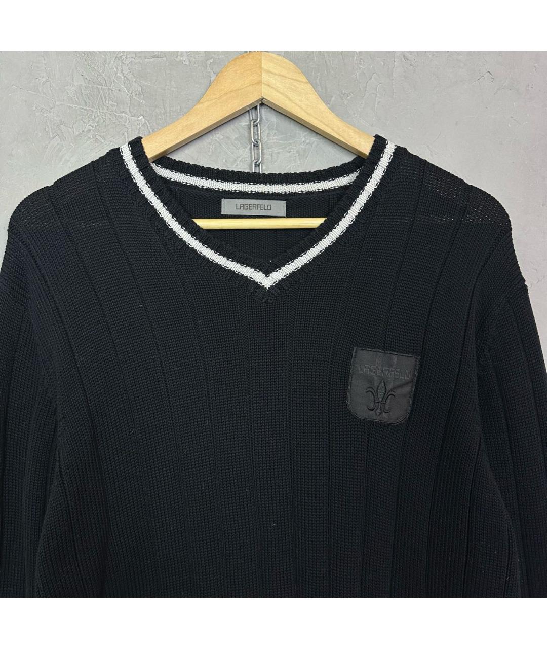 KARL LAGERFELD Черный хлопковый джемпер / свитер, фото 3