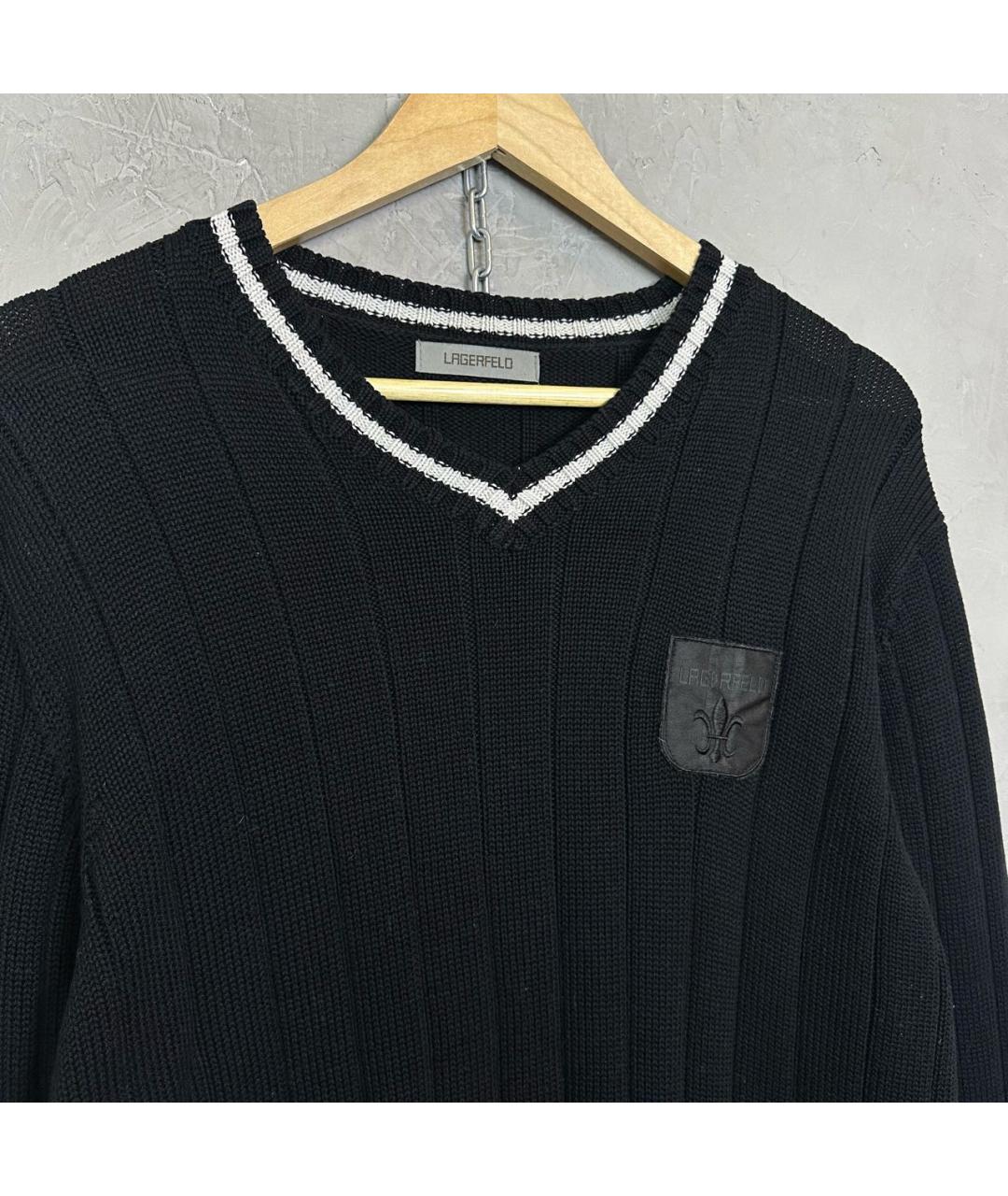 KARL LAGERFELD Черный хлопковый джемпер / свитер, фото 4