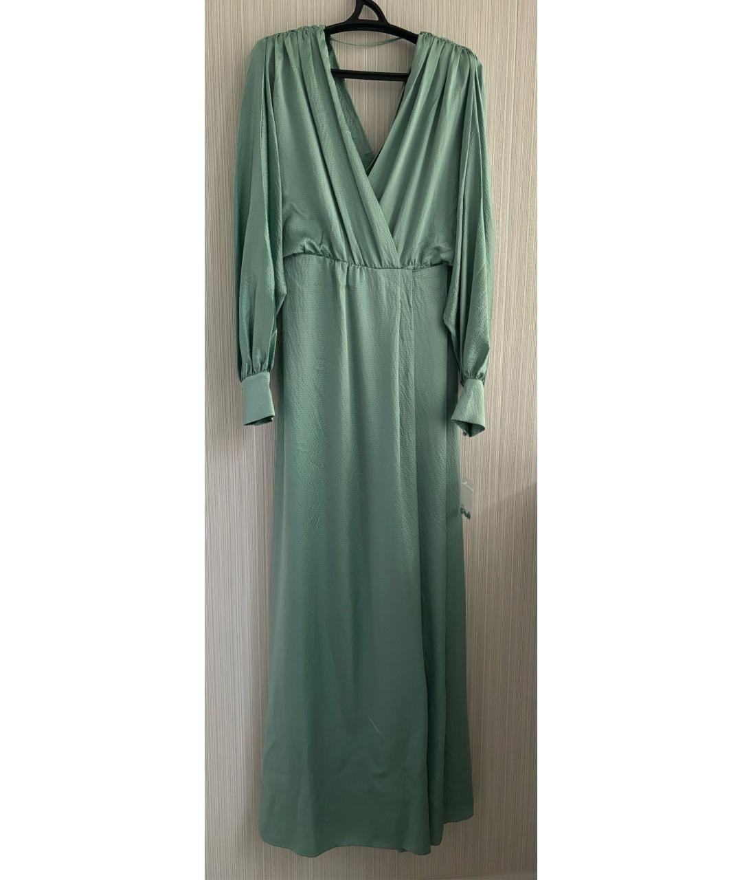 MAX MARA Бирюзовое шелковое вечернее платье, фото 2