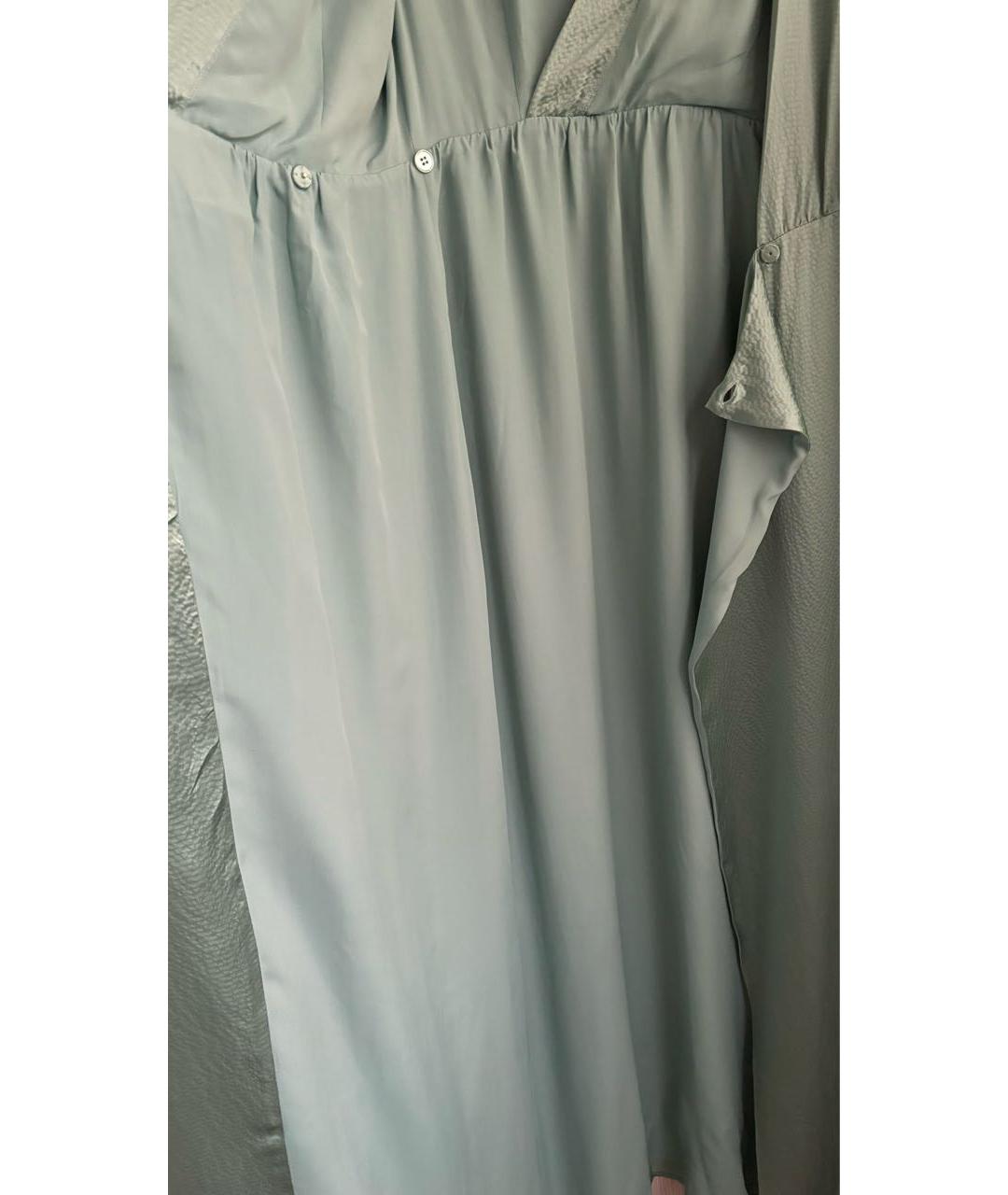 MAX MARA Бирюзовое шелковое вечернее платье, фото 5