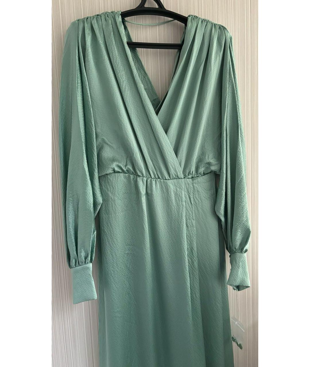 MAX MARA Бирюзовое шелковое вечернее платье, фото 4